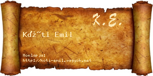 Kóti Emil névjegykártya