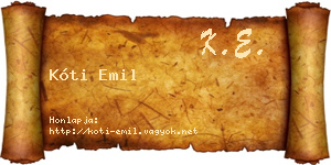 Kóti Emil névjegykártya